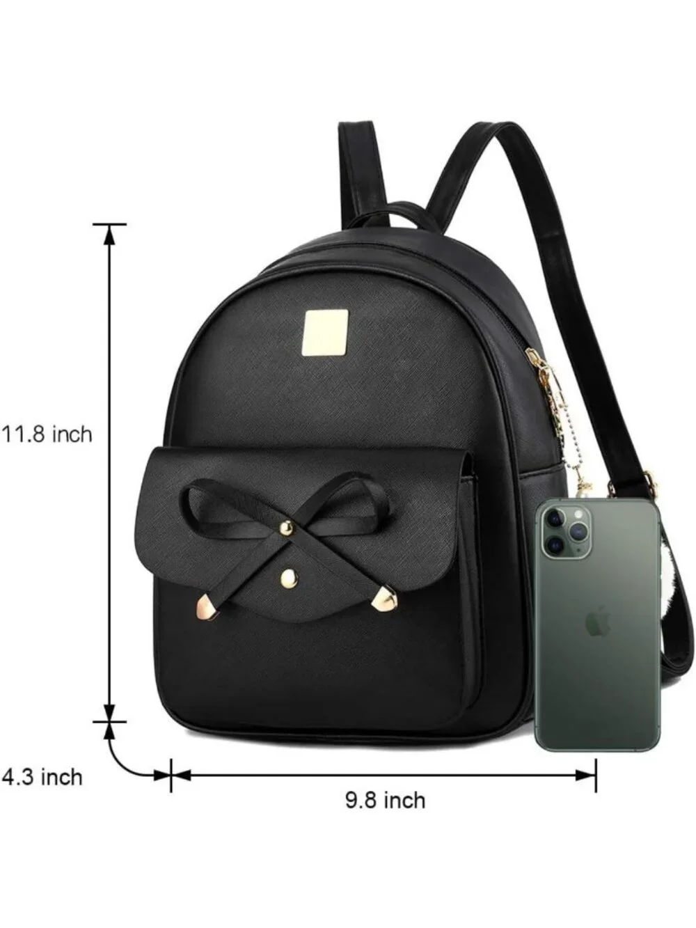 Trendy Girls 3-Piece Bowknot Leather Backpack Purse & Rucksack Shoulder Bag